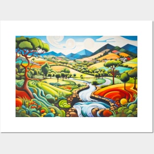 Countryside Concept Abstract Colorful Scenery Painting Posters and Art